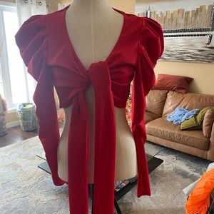 Ruffle red tie top. Formal. New. FASHION NOVA